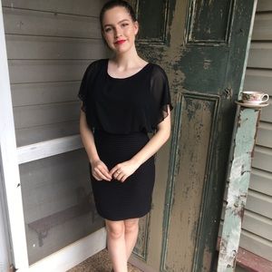 Black Tight Cocktail Dress Knee Length Loose Top